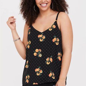 Torrid Sophie Black Orange and Dot Double Layer Swing Cami